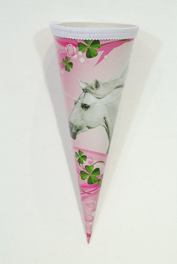 Schultüte gefüllt - Pferd rosa (R) - 22 cm