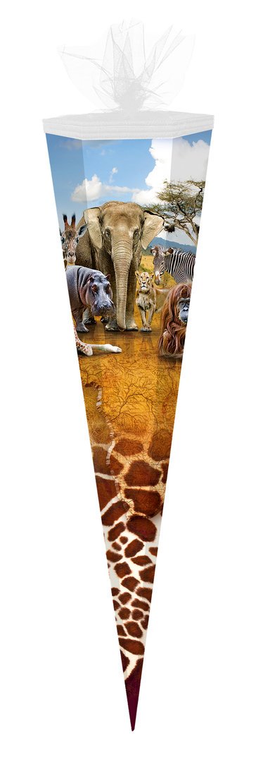 Schultüte gefüllt - Safari eckig (M) - 50 cm