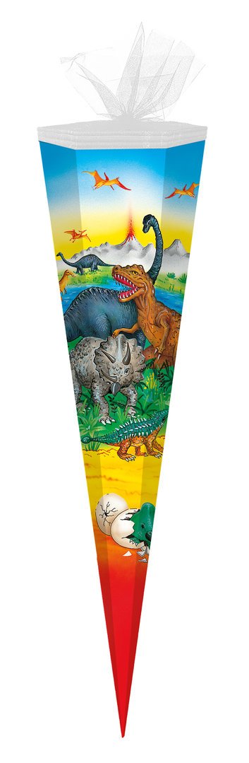 Schultüte - gefüllt - Dinosaurier eckig (M) - 50 cm